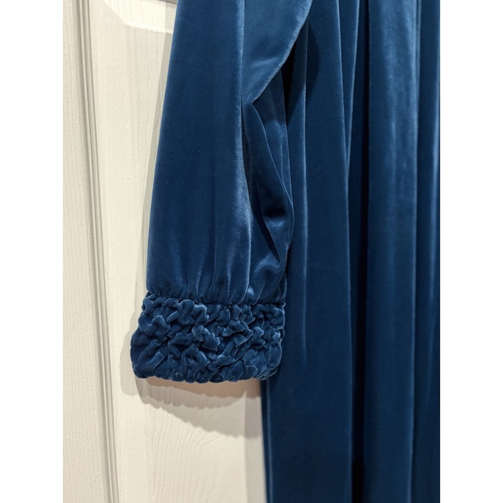 Vintage Delicates Velour Robe Women's Size XL Turquoise Textured Housecoat - Picture 7 of 12